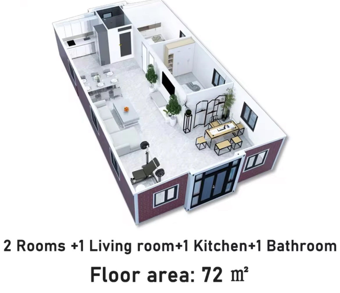 40ft 3 bedroom 1 living room 1 bathroom & Customized Shipping Container House – Modular Expandable Collapsible Home