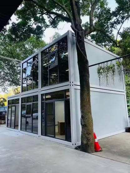 2025 Prefab Quick Splicing Sunny Two-Story House – Modern Glassy Prefabricated Container Home with Easy Assembly