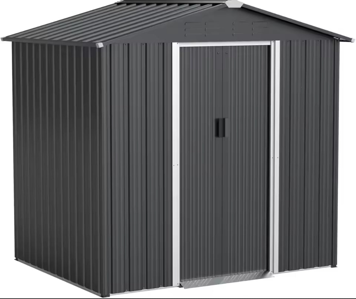 10FT X 8FT Lockable Metal Tool Shed with Sliding Door & Air Vents – Secure Storage House for Gardening Tools